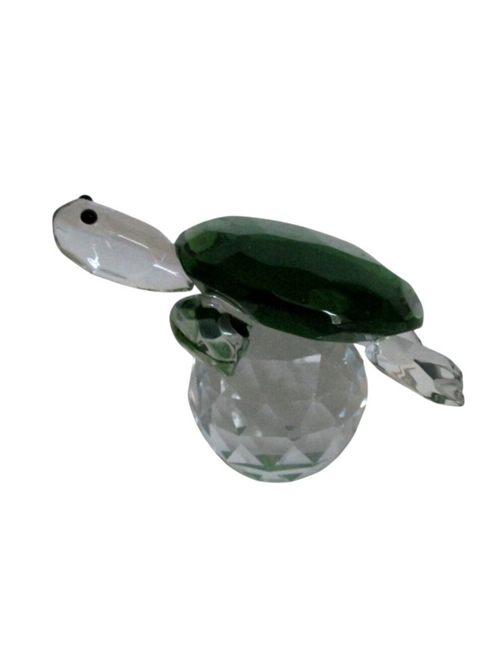 Crystal Glass Green Turtle Figurine Paperweight 3.5"